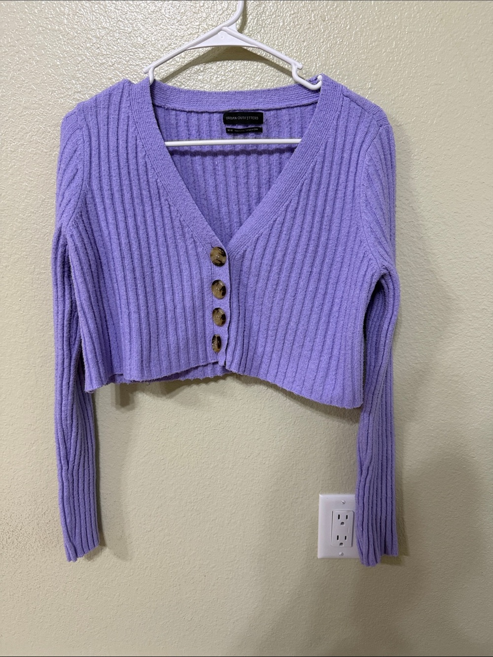 Urban Outfitters Lavender Ribbed Cropped Cardigan